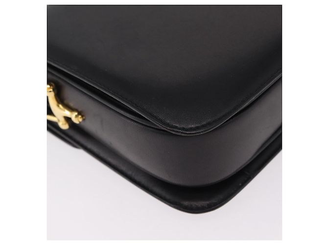 16 Céline CELINE Borsa a tracolla Horse Carriage Horsebit Pelle Nero Oro Auth 206758V D'oro - vista 16