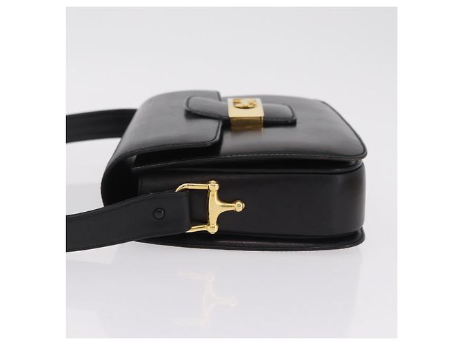 16 Céline CELINE Borsa a tracolla Horse Carriage Horsebit Pelle Nero Oro Auth 206758V D'oro - vista 4