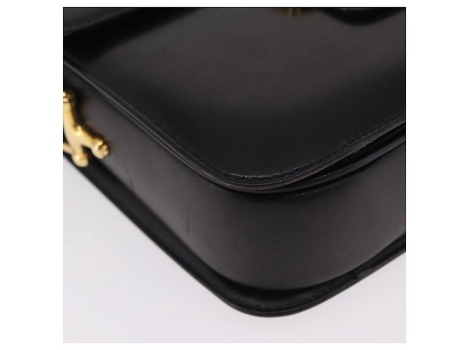 16 Céline CELINE Borsa a tracolla Horse Carriage Horsebit Pelle Nero Oro Auth 206758V D'oro - vista 8