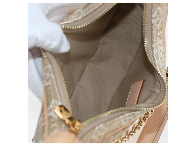 LOUIS VUITTON Monogram Laminated Jacquard Loop Bag Gold M22928 LV Auth 206919SM Dourado - vista 11