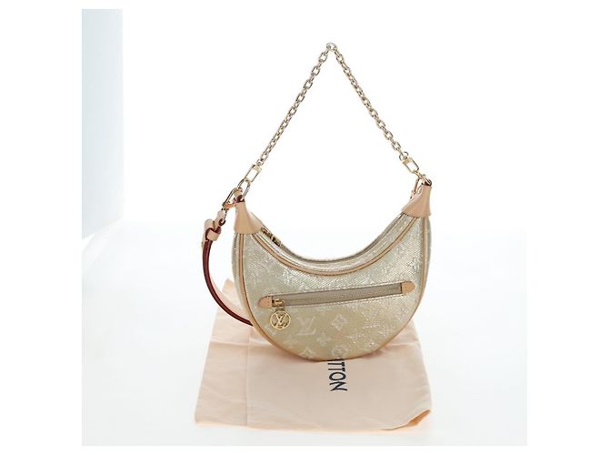 LOUIS VUITTON Monogram Laminated Jacquard Loop Bag Gold M22928 LV Auth 206919SM Dourado - vista 12