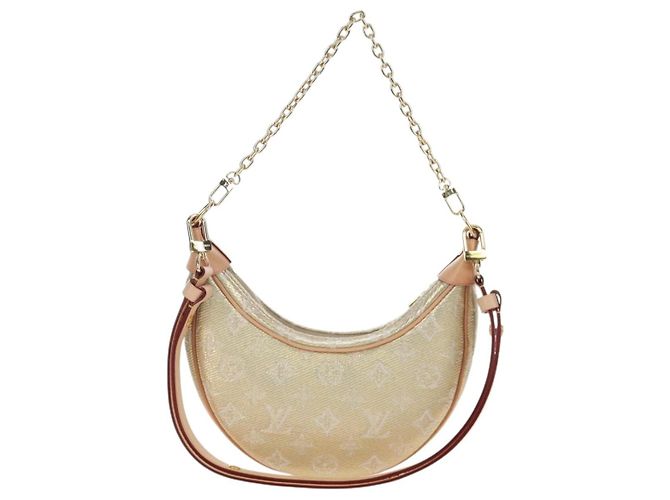 LOUIS VUITTON Monogram Laminated Jacquard Loop Bag Gold M22928 LV Auth 206919SM Dourado - vista 2