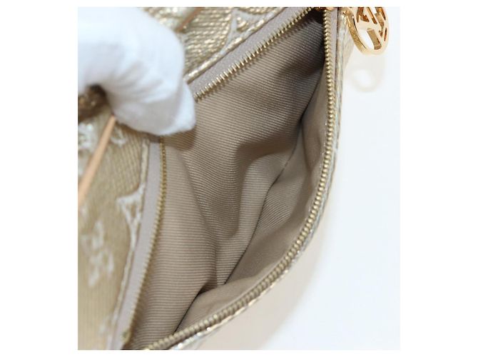 LOUIS VUITTON Monogram Laminated Jacquard Loop Bag Gold M22928 LV Auth 206919SM Dourado - vista 22