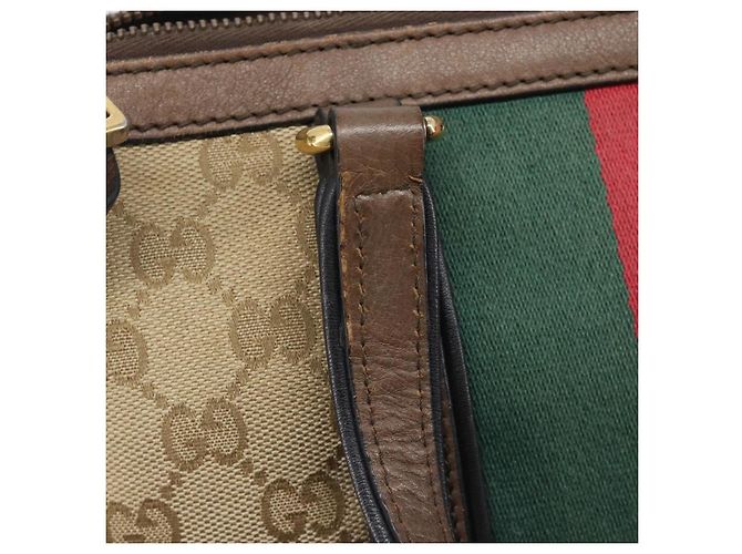 Borsa a mano GUCCI GG Canvas Bamboo Beige Gold Tone 353114 Auth LN077A - vista 10