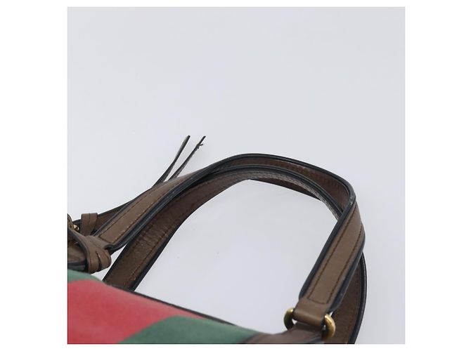 Borsa a mano GUCCI GG Canvas Bamboo Beige Gold Tone 353114 Auth LN077A - vista 14