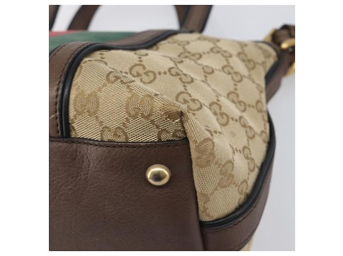 Borsa a mano GUCCI GG Canvas Bamboo Beige Gold Tone 353114 Auth LN077A - vista 16