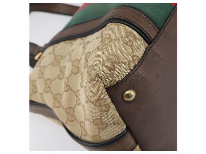 Borsa a mano GUCCI GG Canvas Bamboo Beige Gold Tone 353114 Auth LN077A - vista 17