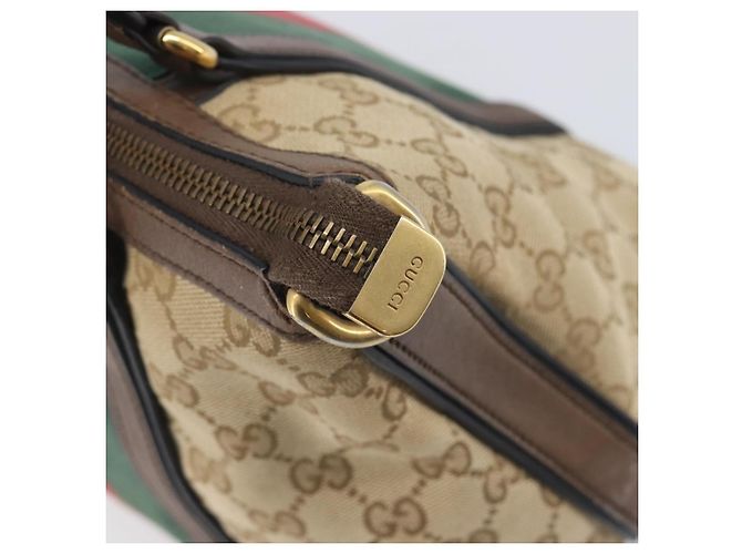 Borsa a mano GUCCI GG Canvas Bamboo Beige Gold Tone 353114 Auth LN077A - vista 19