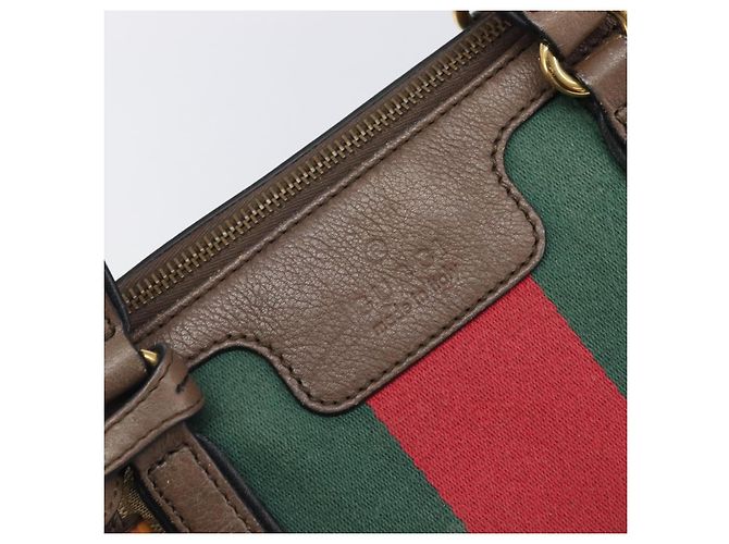 Borsa a mano GUCCI GG Canvas Bamboo Beige Gold Tone 353114 Auth LN077A - vista 20