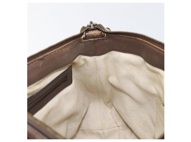 Borsa a mano GUCCI GG Canvas Bamboo Beige Gold Tone 353114 Auth LN077A - vista 24
