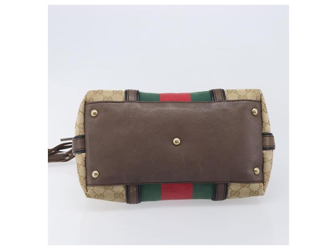 Borsa a mano GUCCI GG Canvas Bamboo Beige Gold Tone 353114 Auth LN077A - vista 6
