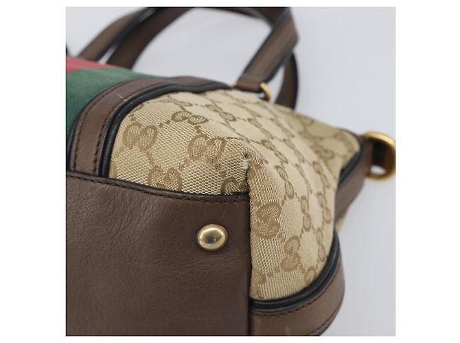 Borsa a mano GUCCI GG Canvas Bamboo Beige Gold Tone 353114 Auth LN077A - vista 9
