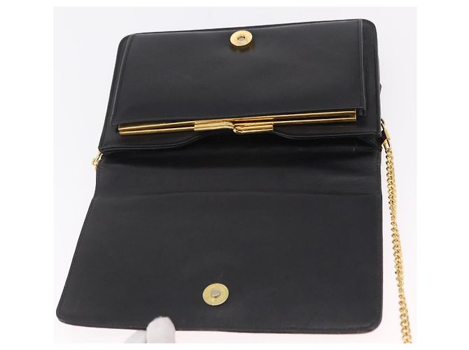 Borsa a Tracolla con Catena Christian Dior Pelle Nero Oro Auth bs37500 D'oro - vista 11