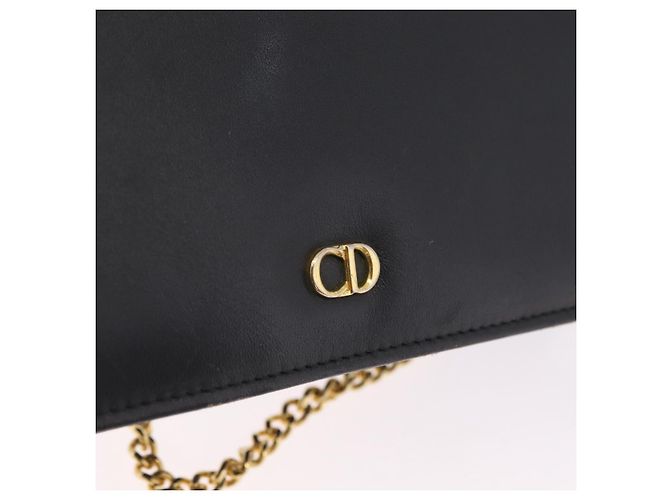 Borsa a Tracolla con Catena Christian Dior Pelle Nero Oro Auth bs37500 D'oro - vista 18