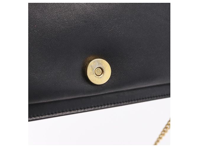 Borsa a Tracolla con Catena Christian Dior Pelle Nero Oro Auth bs37500 D'oro - vista 20
