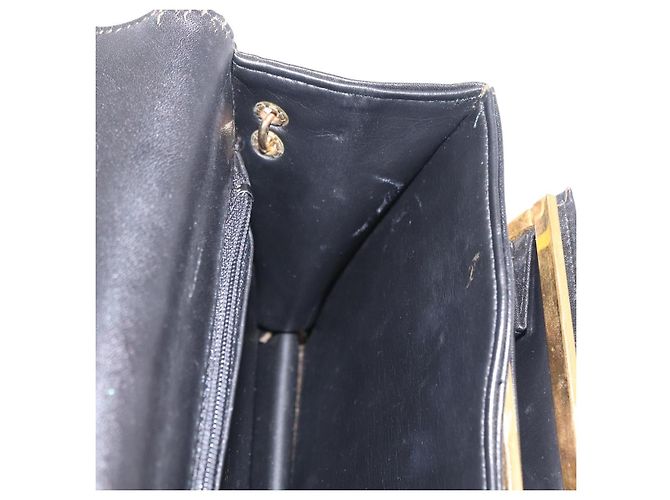 Borsa a Tracolla con Catena Christian Dior Pelle Nero Oro Auth bs37500 D'oro - vista 22