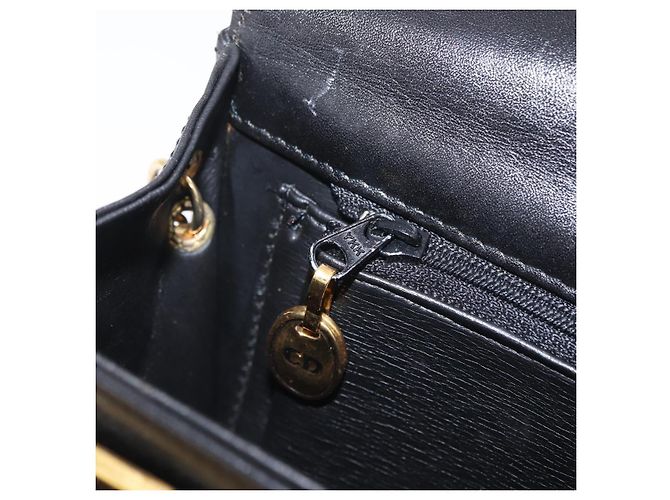 Borsa a Tracolla con Catena Christian Dior Pelle Nero Oro Auth bs37500 D'oro - vista 24