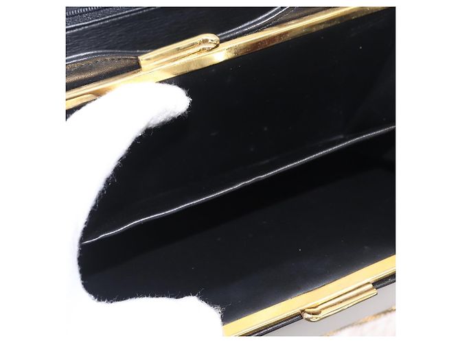 Borsa a Tracolla con Catena Christian Dior Pelle Nero Oro Auth bs37500 D'oro - vista 26