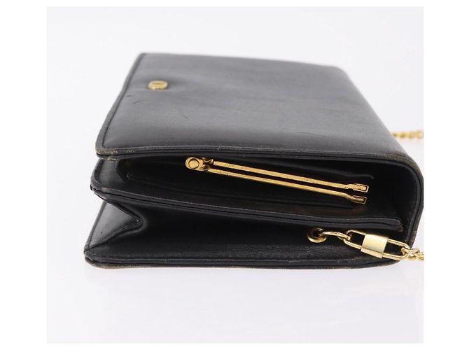Borsa a Tracolla con Catena Christian Dior Pelle Nero Oro Auth bs37500 D'oro - vista 4