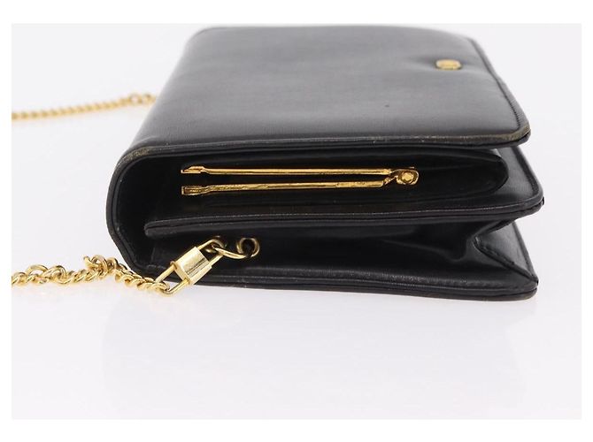 Borsa a Tracolla con Catena Christian Dior Pelle Nero Oro Auth bs37500 D'oro - vista 5