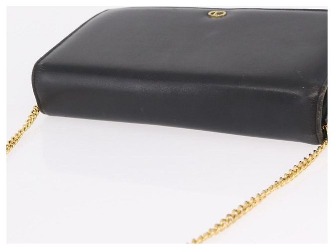 Borsa a Tracolla con Catena Christian Dior Pelle Nero Oro Auth bs37500 D'oro - vista 7