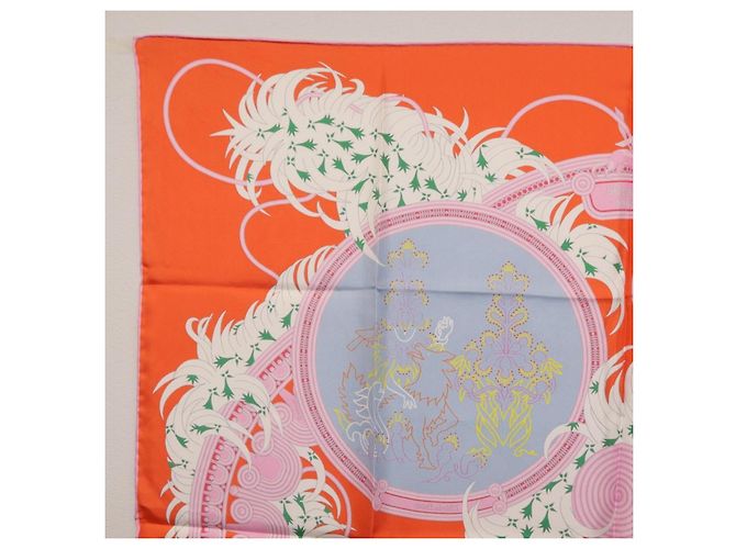 Hermès HERMES Carre 90 Seidentuch Orange Hellblau "Le Gui du Chene" Auth ki6875M - Ansicht 14