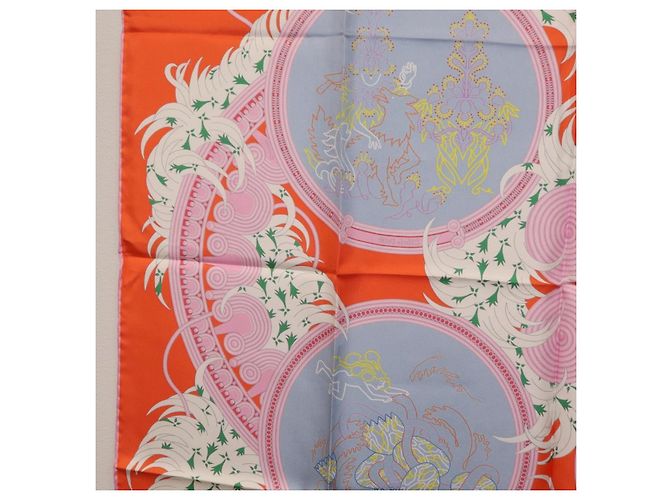 Hermès HERMES Carre 90 Seidentuch Orange Hellblau "Le Gui du Chene" Auth ki6875M - Ansicht 17