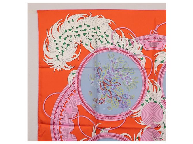 Hermès HERMES Carre 90 Seidentuch Orange Hellblau "Le Gui du Chene" Auth ki6875M - Ansicht 2