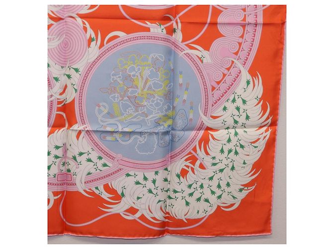 Hermès HERMES Carre 90 Seidentuch Orange Hellblau "Le Gui du Chene" Auth ki6875M - Ansicht 22