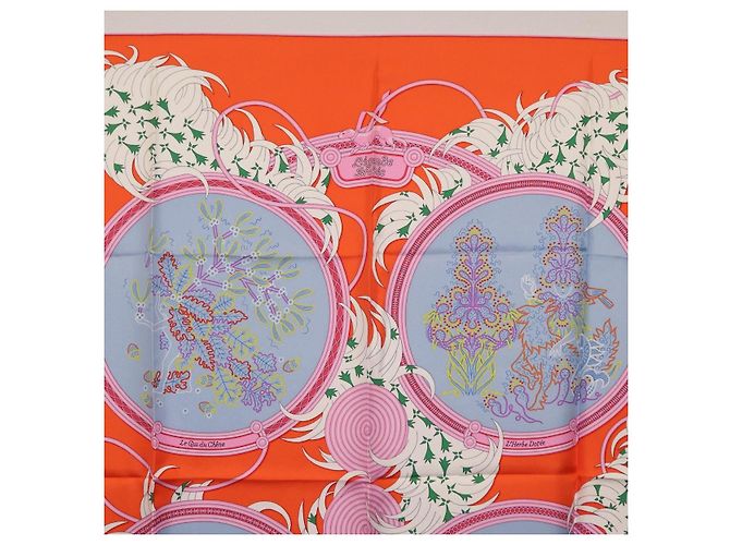 Hermès HERMES Carre 90 Seidentuch Orange Hellblau "Le Gui du Chene" Auth ki6875M - Ansicht 3