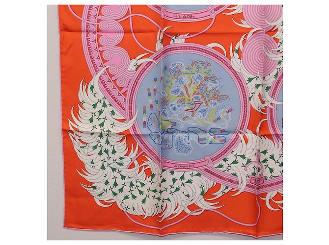 Hermès HERMES Carre 90 Seidentuch Orange Hellblau "Le Gui du Chene" Auth ki6875M - Ansicht 8