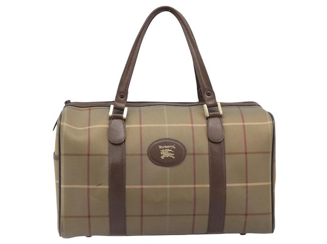 Sac Boston Burberrys Nova Check Canvas Beige Gold Auth 206077 Doré - vue 13