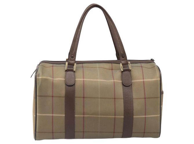 Sac Boston Burberrys Nova Check Canvas Beige Gold Auth 206077 Doré - vue 2
