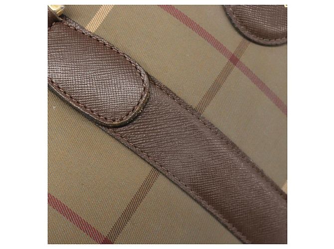 Sac Boston Burberrys Nova Check Canvas Beige Gold Auth 206077 Doré - vue 21