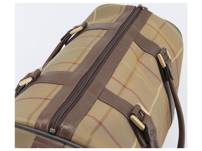 Sac Boston Burberrys Nova Check Canvas Beige Gold Auth 206077 Doré - vue 8