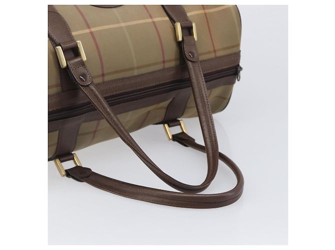 Sac Boston Burberrys Nova Check Canvas Beige Gold Auth 206077 Doré - vue 9