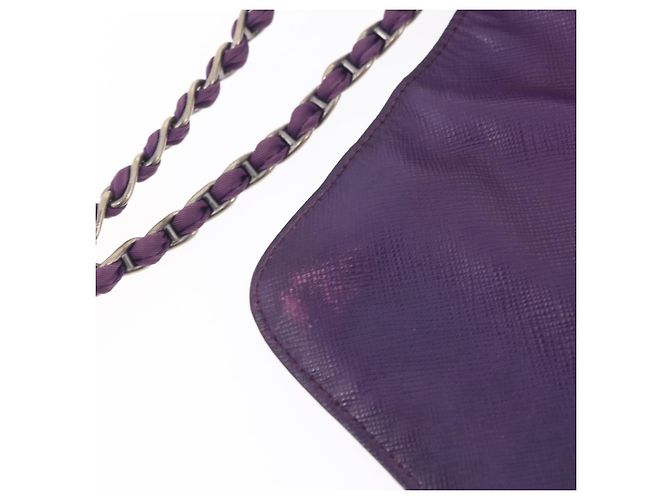 PRADA Schultertasche mit Kette Nylon Purple Silver Auth ka6524 Silber Lila - Ansicht 10