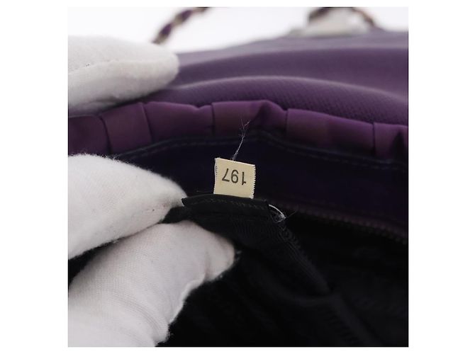 PRADA Schultertasche mit Kette Nylon Purple Silver Auth ka6524 Silber Lila - Ansicht 12