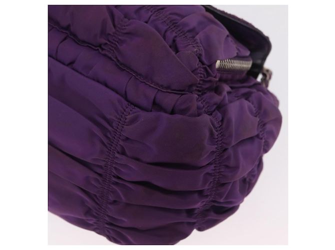 PRADA Schultertasche mit Kette Nylon Purple Silver Auth ka6524 Silber Lila - Ansicht 16