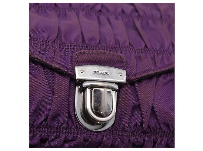 PRADA Schultertasche mit Kette Nylon Purple Silver Auth ka6524 Silber Lila - Ansicht 19