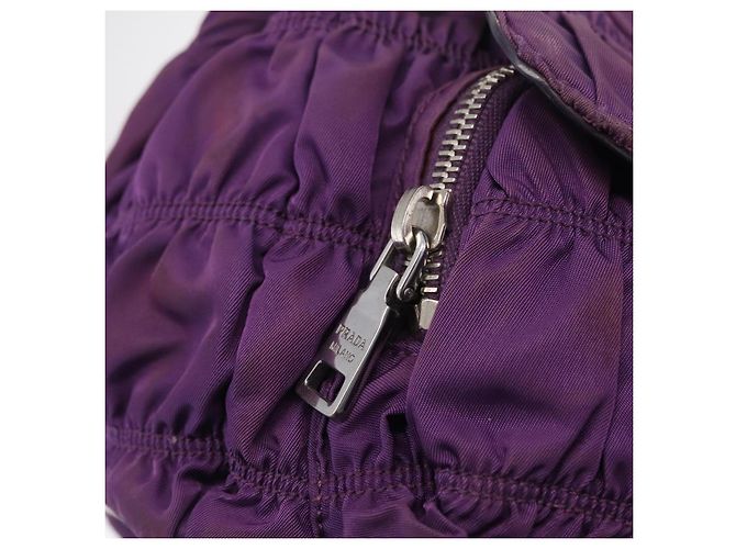 PRADA Schultertasche mit Kette Nylon Purple Silver Auth ka6524 Silber Lila - Ansicht 20