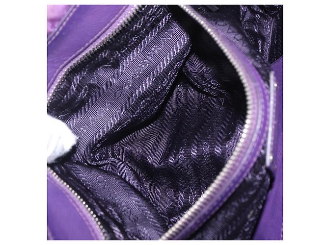 PRADA Schultertasche mit Kette Nylon Purple Silver Auth ka6524 Silber Lila - Ansicht 26