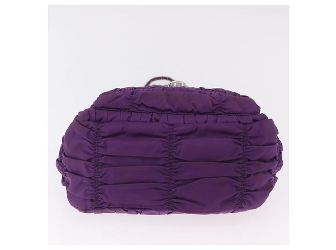 PRADA Schultertasche mit Kette Nylon Purple Silver Auth ka6524 Silber Lila - Ansicht 5