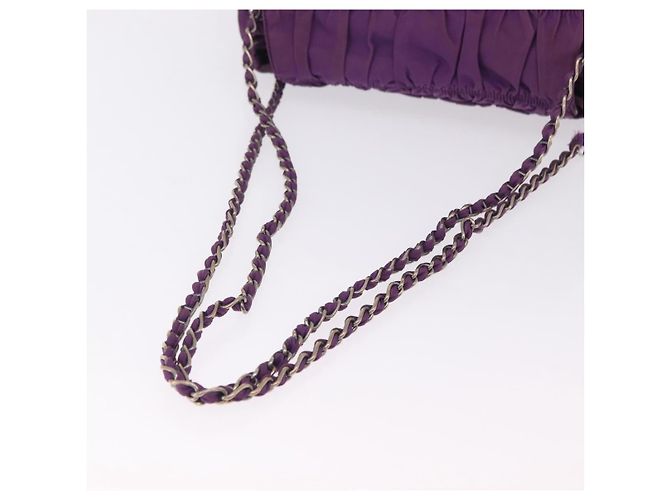 PRADA Schultertasche mit Kette Nylon Purple Silver Auth ka6524 Silber Lila - Ansicht 7