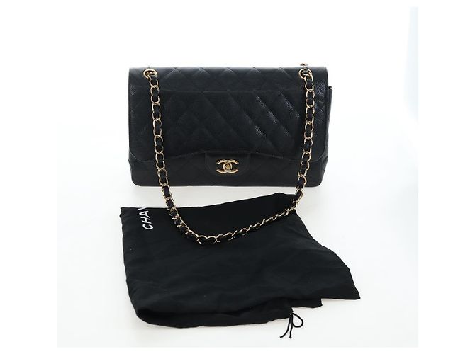 Borsa CHANEL Chain Big Matelasse30 Pelle Caviar Nero Oro CC Auth BA16027SAV D'oro - vista 12
