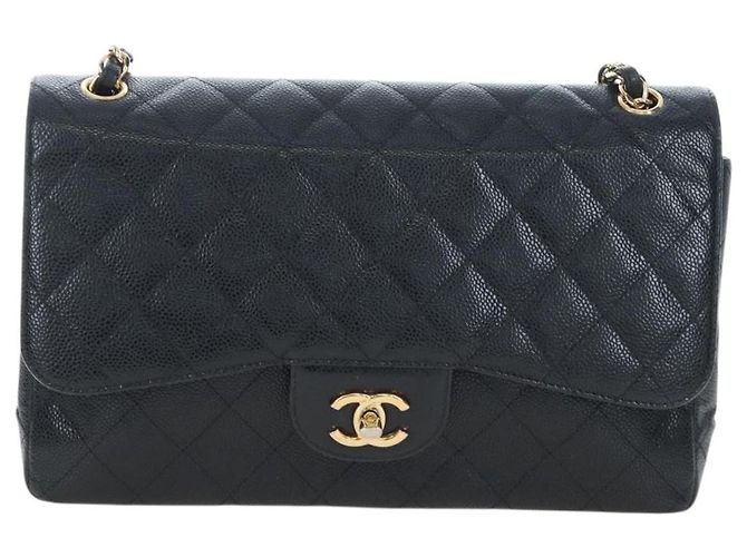 Borsa CHANEL Chain Big Matelasse30 Pelle Caviar Nero Oro CC Auth BA16027SAV D'oro - vista 13