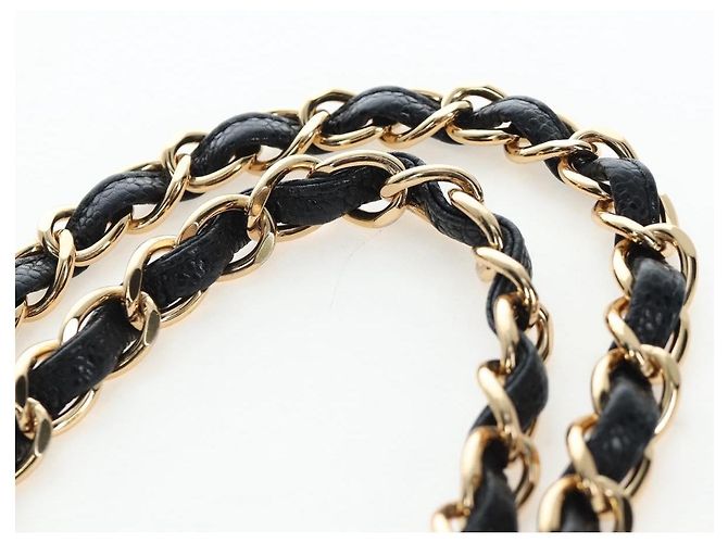 Borsa CHANEL Chain Big Matelasse30 Pelle Caviar Nero Oro CC Auth BA16027SAV D'oro - vista 14