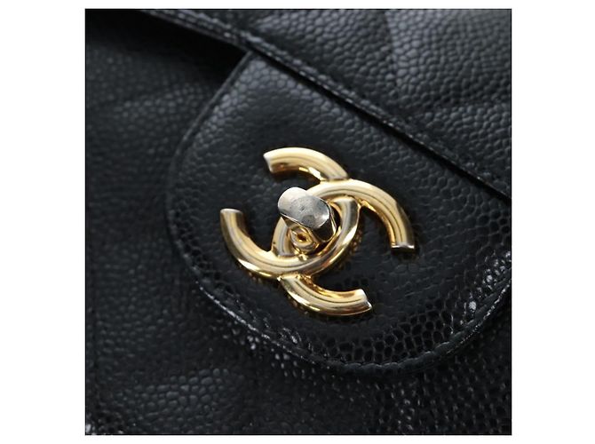 Borsa CHANEL Chain Big Matelasse30 Pelle Caviar Nero Oro CC Auth BA16027SAV D'oro - vista 20