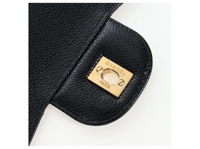 Borsa CHANEL Chain Big Matelasse30 Pelle Caviar Nero Oro CC Auth BA16027SAV D'oro - vista 22