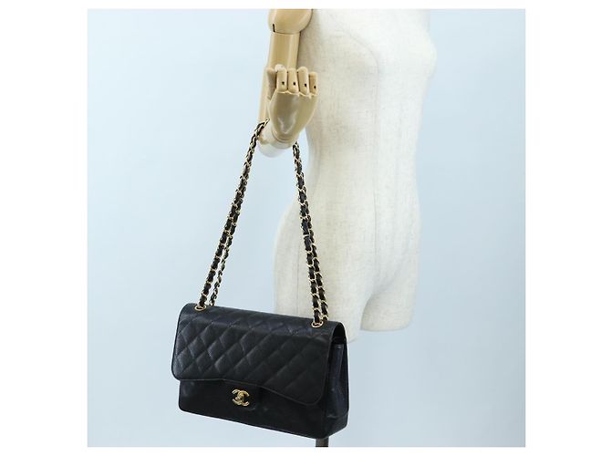 Borsa CHANEL Chain Big Matelasse30 Pelle Caviar Nero Oro CC Auth BA16027SAV D'oro - vista 31